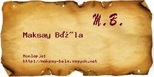 Maksay Béla névjegykártya