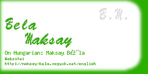 bela maksay business card